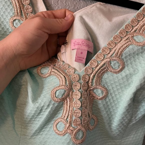 Lily Pulitzer seafoam dress with gold detailing - Picture 4 of 4